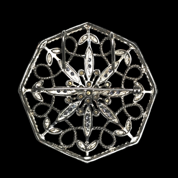 Vintage Edwardian pendant / brooch with gemstones in Sterling Silver - Picture 10 of 16